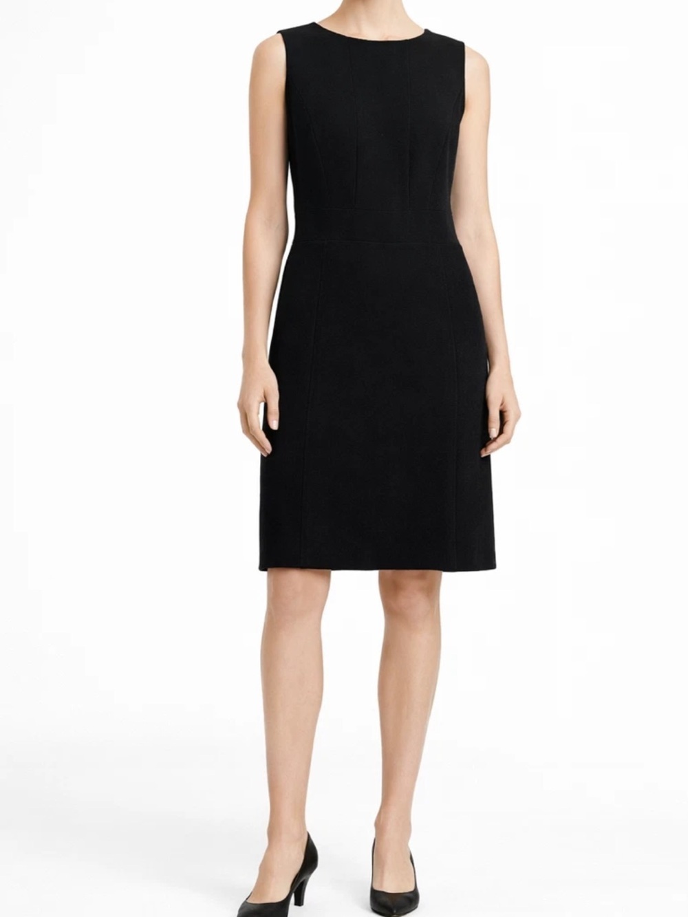 LAFAYETTE 148 New York Black Crepe Wool Sheath Dress Size 16
